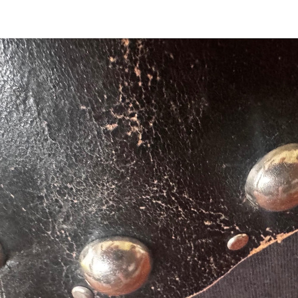 Vintage Handmade Black Leather Celestial Moon Nude Lady Studded Wide Waist Belt - Picture 16 of 16